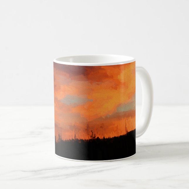 Solnedgång i Svan Sjö Kaffemugg (Framsida höger)