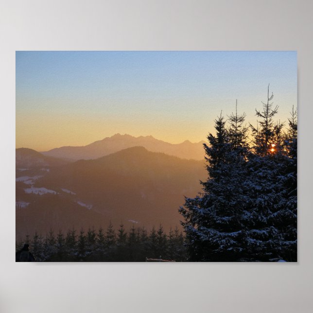 Solnedgång i Tatras-bergen Poster (Framsidan)