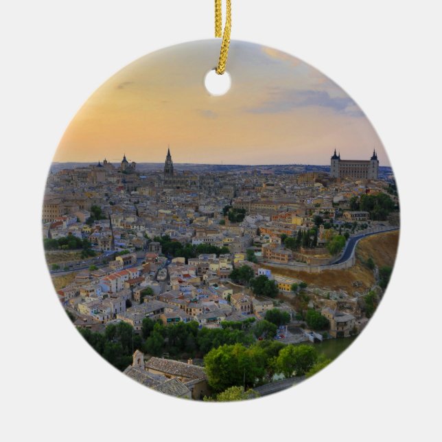 Solnedgång i Toledo Spain Julgransprydnad Keramik (Framsidan)