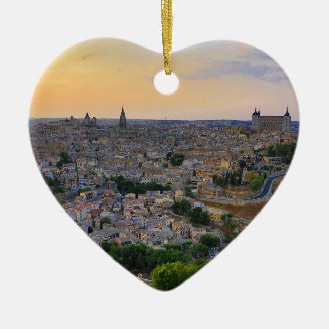 Solnedgång i Toledo Spain Julgransprydnad Keramik (Framsidan)