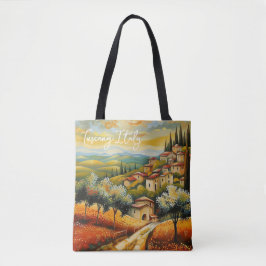 Solnedgång i Toscanadalen Valley Painting Italien  Tygkasse