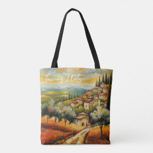 Solnedgång i Toscanadalen Valley Painting Italien Tygkasse