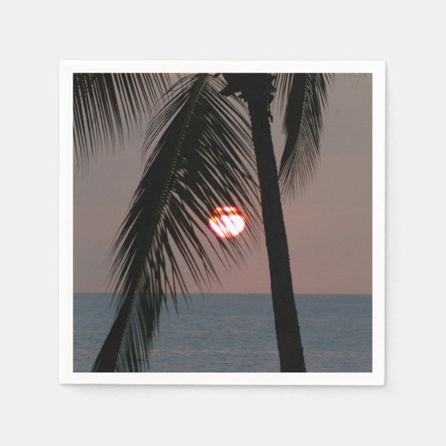 Solnedgång i Tropical Handflatan Träd Pappersservett (Framsidan)
