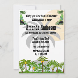 Solnedgång i Tropical Island Handflatan Träd Inbjudningar