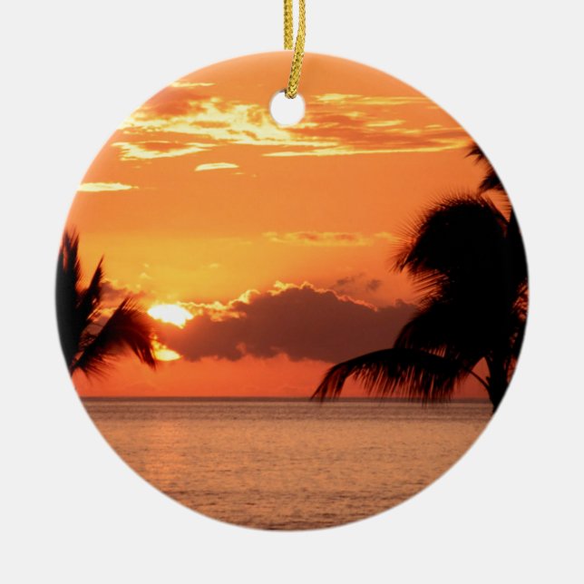 Solnedgång i tropikerna Maui Julgransprydnad Keramik (Framsidan)