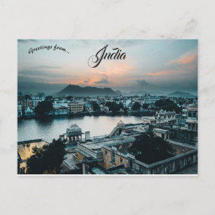 Solnedgång i Udaipur India Vykort