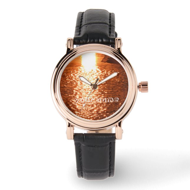 Solnedgång i Vatten Armbandsur (Framsida)