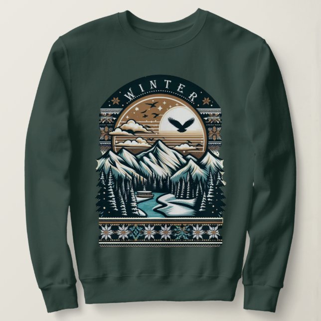 Solnedgång i vinter t shirt (Design framsida)