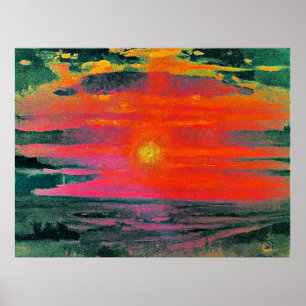 Solnedgång i vintern, teckningar av Arkhöft Kuindz Poster