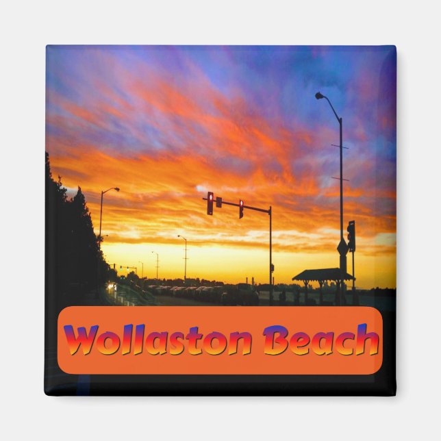 Solnedgång i Wollaston Beach Magnet (Framsidan)