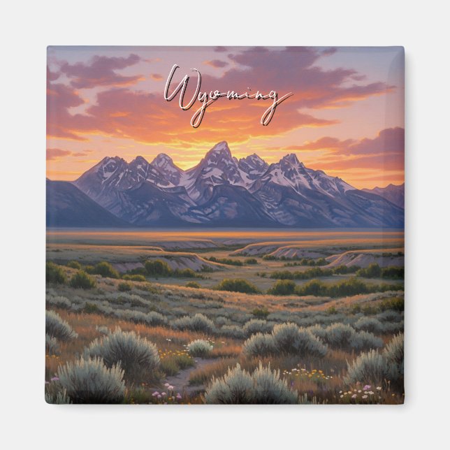 Solnedgång i Wyoming Travel Magnet (Framsidan)