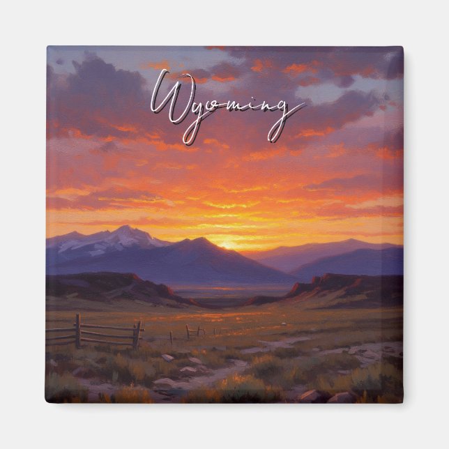 Solnedgång i Wyoming Travel Magnet (Framsidan)