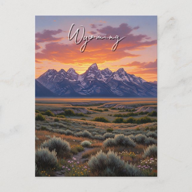 Solnedgång i Wyoming Travel Vykort (Framsida)