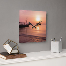 Solnedgång i Zanzibar Fyrkantig Klocka