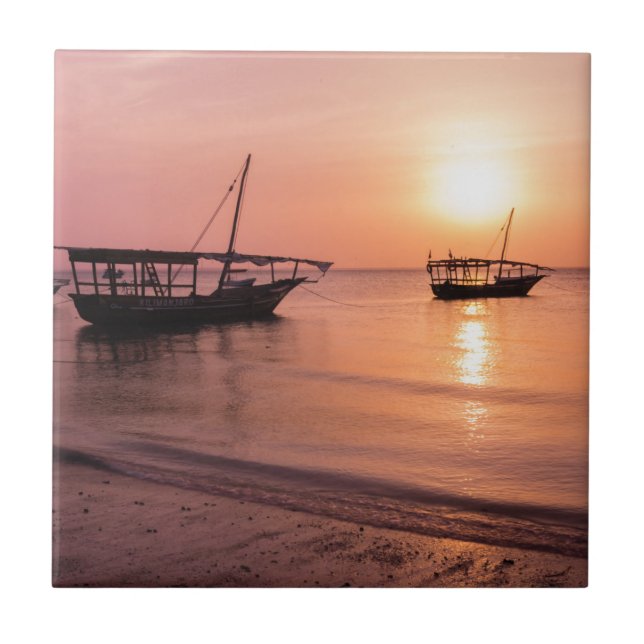 Solnedgång i Zanzibar Kakelplatta (Framsidan)
