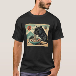 Solnedgång Japanska Mt. Fuji Frimärke Panter Ram T Shirt