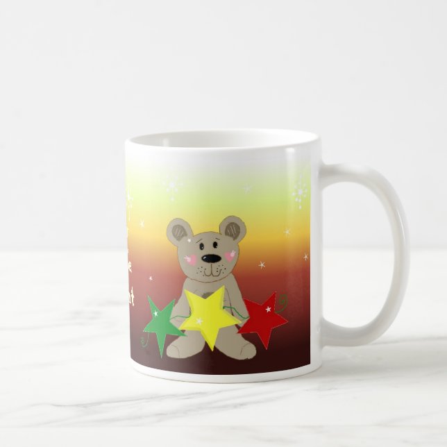 Solnedgång julbjörn med stjärnor kaffemugg (Höger)