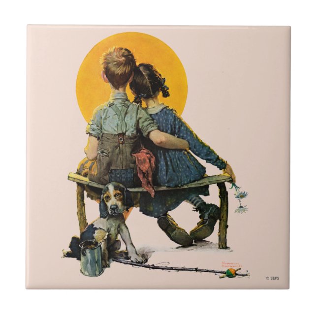 Solnedgång Kakelplatta (Framsidan)