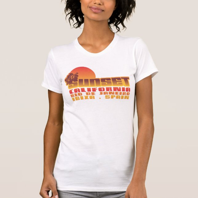Solnedgång Kalifornien Rio de Janeiro Ibiza T Shirt (Framsida)
