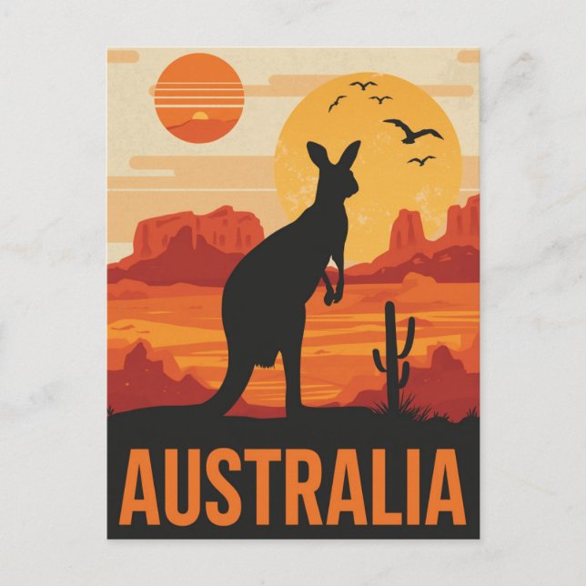 Solnedgång känguru i Australien Vykort (Framsida)