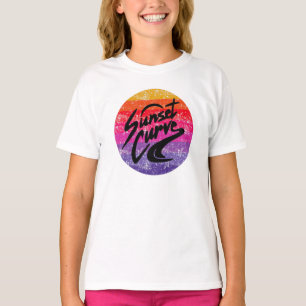 Solnedgång, kurvåtergivning t shirt