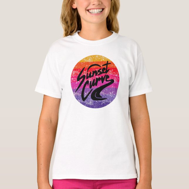 Solnedgång, kurvåtergivning t shirt (Framsida)