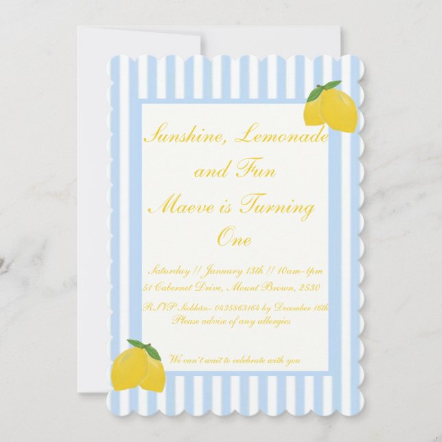 Solnedgång, lemonad och Roligt 1:a födelsedagsinbj Inbjudningar (Framsida)