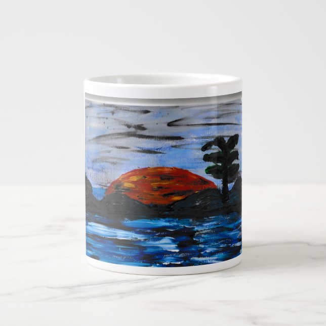 Solnedgång liggande liggande jumbo mugg (Framsidan)