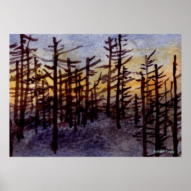 "Solnedgång" Liggande Poster gräs (Framsidan)