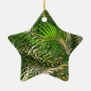 Solnedgång Lit Handflatan Fronts Tropical Julgransprydnad Keramik