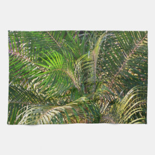 Solnedgång Lit Handflatan Fronts Tropical Kökshandduk