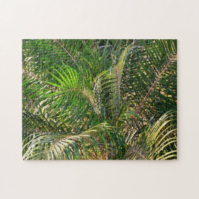 Solnedgång Lit Handflatan Fronts Tropical Pussel (Horisontell)
