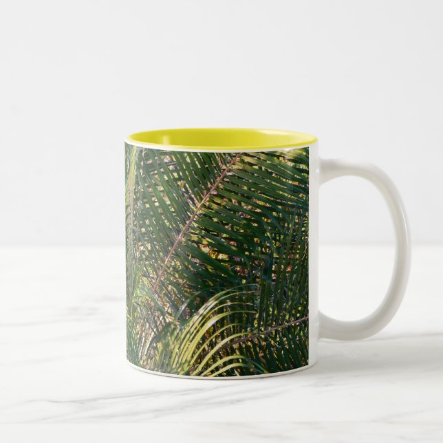 Solnedgång Lit Handflatan Fronts Tropical Två-Tonad Mugg (Höger)