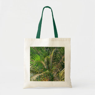 Solnedgång Lit Handflatan Fronts Tropical Tygkasse