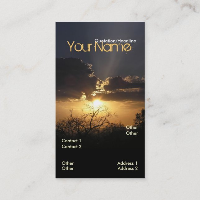Solnedgång, Lodrät, Affärskort Visitkort (Framsida)