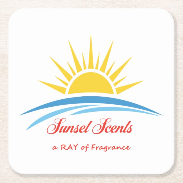 Solnedgång, Logotyp Coster Underlägg Papper Kvadrat (Framsidan)
