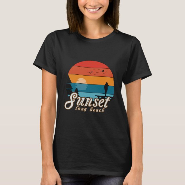 Solnedgång Long Beach  T Shirt (Framsida)