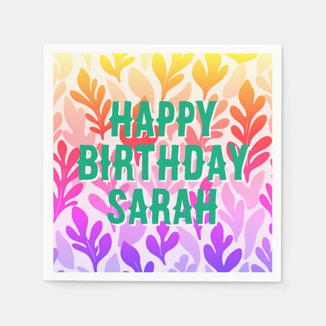 solnedgång löv ombre Grattis på födelsedagen Pappersservett (Framsidan)