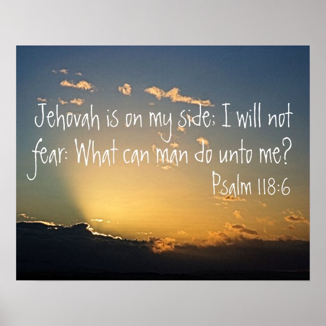 Solnedgång med bibelvers för skydd Psalm 118:6 Poster (Framsidan)
