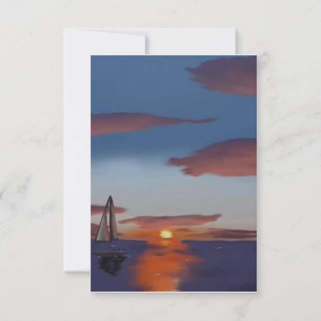 Solnedgång med Boat Tack Kort (Framsida)