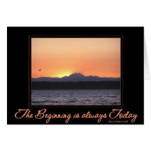 Solnedgång med fågeln - början är alltid i dag