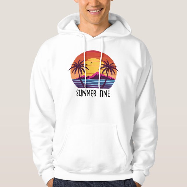 Solnedgång med palmer vektor hoodie (Framsida)