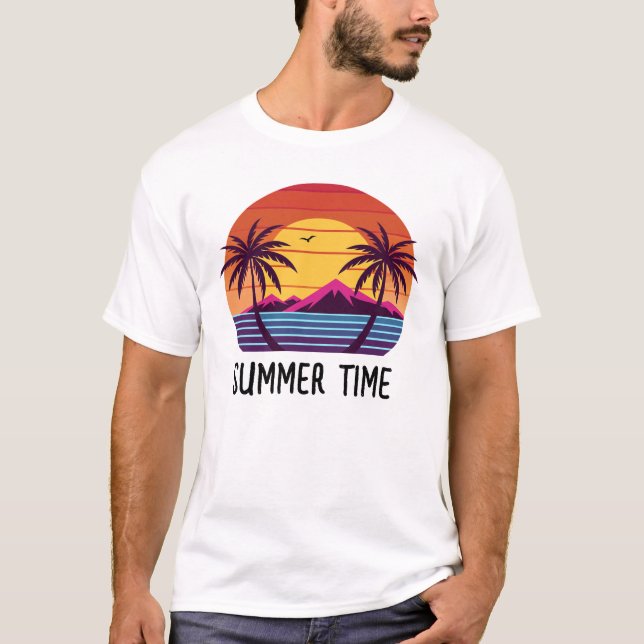 Solnedgång med palmer vektor t shirt (Framsida)