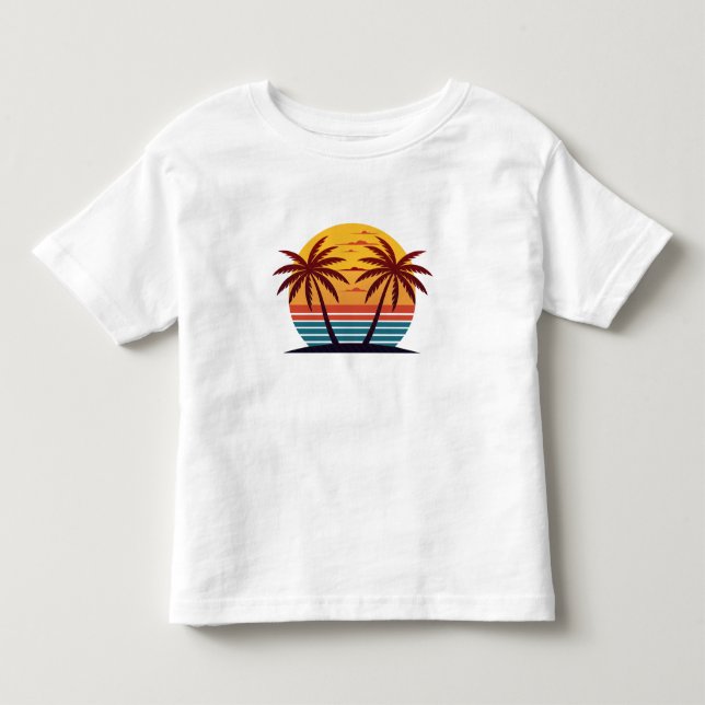 Solnedgång med palmer vektor t shirt (Framsida)