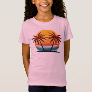 Solnedgång Med Palmträd Vektor T Shirt