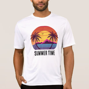 Solnedgång Med Palmträd Vektor T Shirt