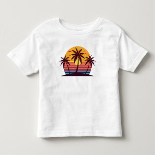 Solnedgång Med Palmträd Vektor T Shirt