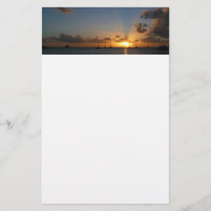 Solnedgång med segelbåtar - Tropiskt liggande foto Brevpapper