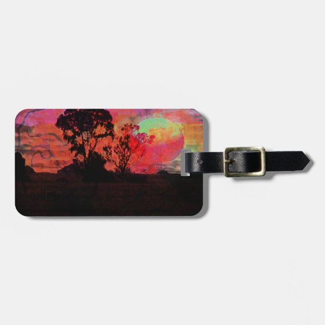 Solnedgång med träd bagagebricka (Horisontell Framsida)