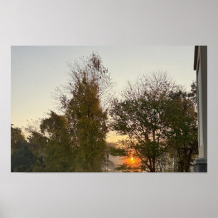 Solnedgång med Träd Poster